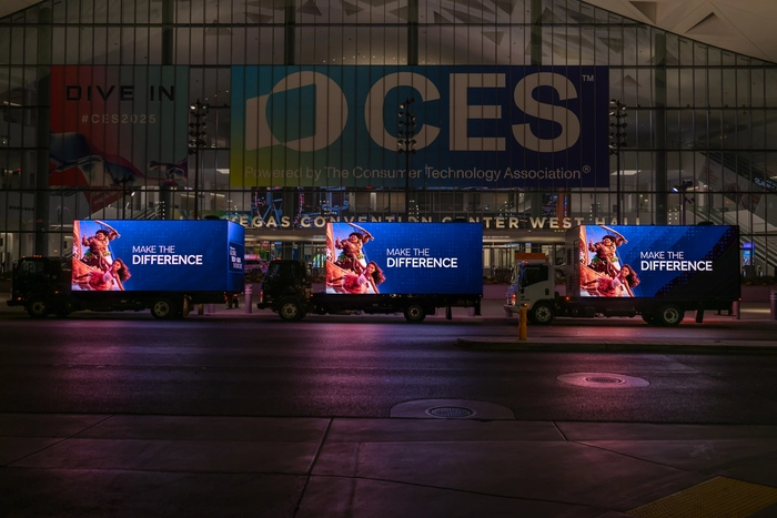 Las Vegas mobile billboard truck fleet lined up and ready for deployment